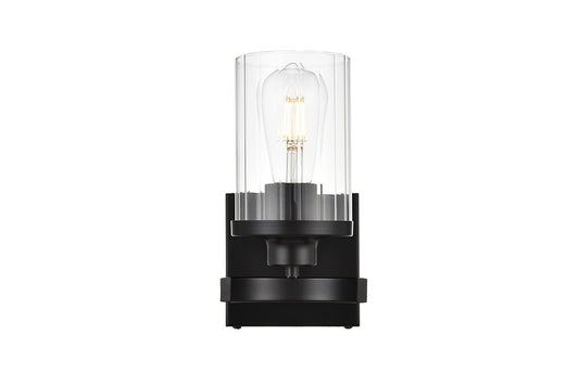 Elegant Furniture & Lighting - Saanvi 1 light Black and Clear Bath Sconce - LD7316W5BLK veiw 1