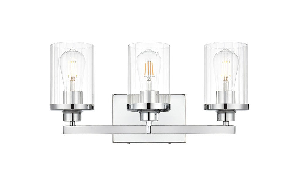 Elegant Furniture & Lighting - Saanvi 3 light Chrome and Clear Bath Sconce - LD7316W18CH veiw 1