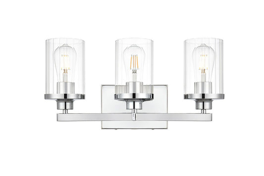 Elegant Furniture & Lighting - Saanvi 3 light Chrome and Clear Bath Sconce - LD7316W18CH veiw 1