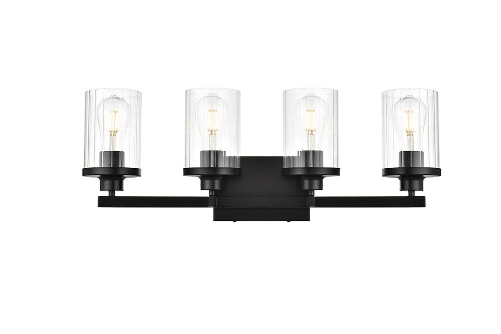 Elegant Furniture & Lighting - Saanvi 4 light Black and Clear Bath Sconce - LD7316W25BLK veiw 1