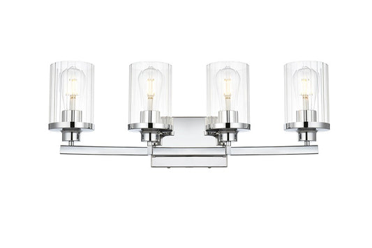 Elegant Furniture & Lighting - Saanvi 4 light Chrome and Clear Bath Sconce - LD7316W25CH veiw 1