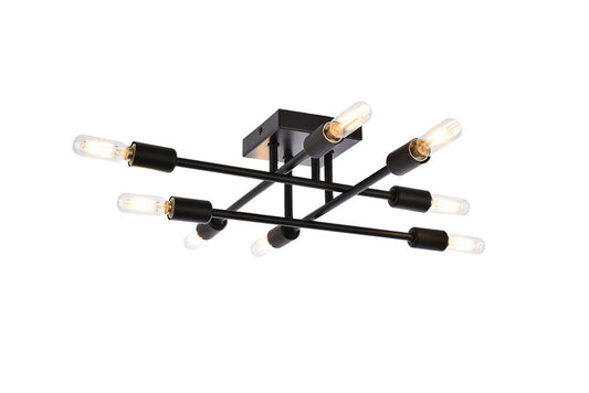 Elegant Furniture & Lighting - Script 8 lights black flush mount - LD2351BK veiw 1
