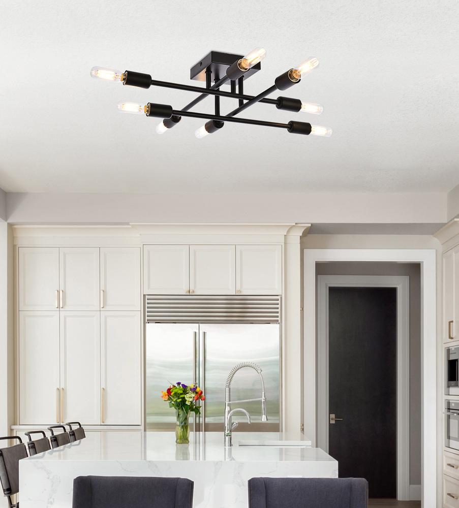 Elegant Furniture & Lighting - Script 8 lights black flush mount - LD2351BK veiw 8
