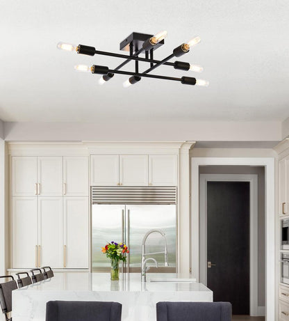 Elegant Furniture & Lighting - Script 8 lights black flush mount - LD2351BK veiw 8