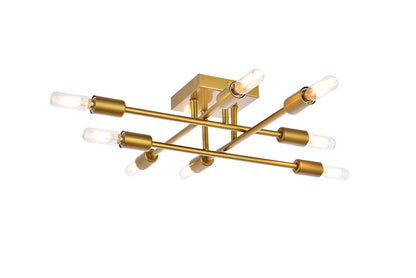 Elegant Furniture & Lighting - Script 8 lights brass flush mount - LD2351BR veiw 1