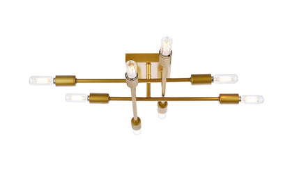 Elegant Furniture & Lighting - Script 8 lights brass flush mount - LD2351BR veiw 3