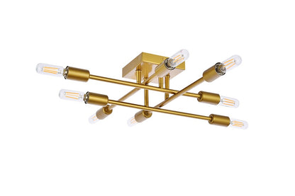 Elegant Furniture & Lighting - Script 8 lights brass flush mount - LD2351BR veiw 7