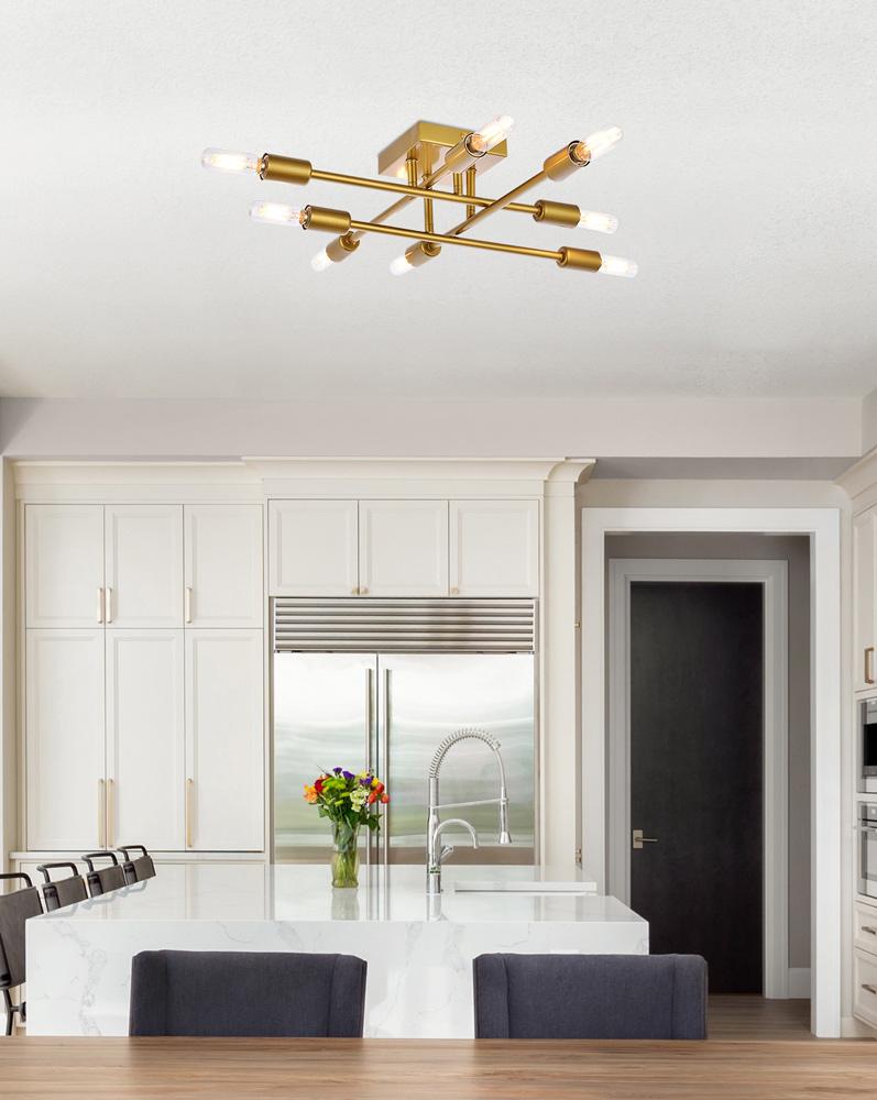 Elegant Furniture & Lighting - Script 8 lights brass flush mount - LD2351BR veiw 8