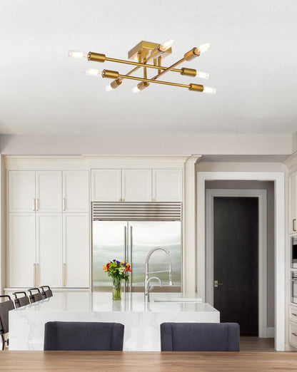 Elegant Furniture & Lighting - Script 8 lights brass flush mount - LD2351BR veiw 8