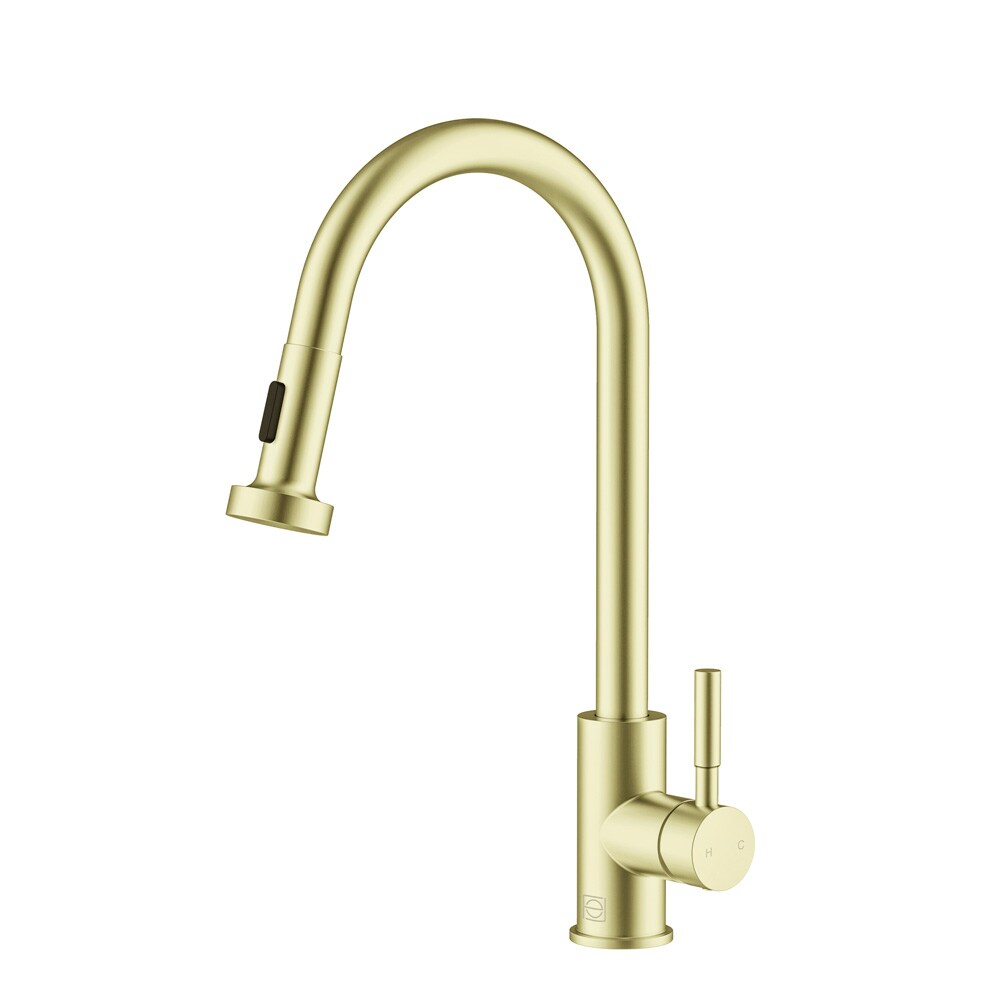 Elegant Furniture & Lighting - Sem Single Handle Pull Down Sprayer Kitchen Faucet in Brushed Gold - FAK-309BGD veiw 1