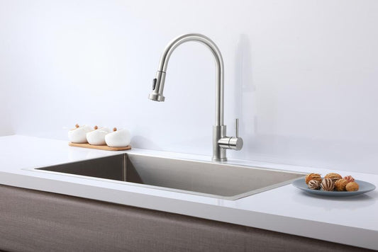 Elegant Furniture & Lighting - Sem Single Handle Pull Down Sprayer Kitchen Faucet in Brushed Nickel - FAK-309BNK veiw 2