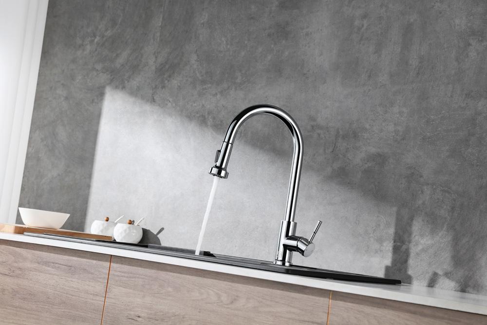 Elegant Furniture & Lighting - Sem Single Handle Pull Down Sprayer Kitchen Faucet in Chrome - FAK-309PCH veiw 3