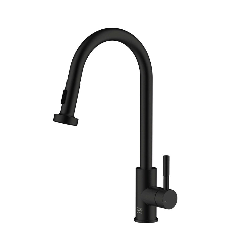 Elegant Furniture & Lighting - Sem Single Handle Pull Down Sprayer Kitchen Faucet in Matte Black - FAK-309MBK veiw 1