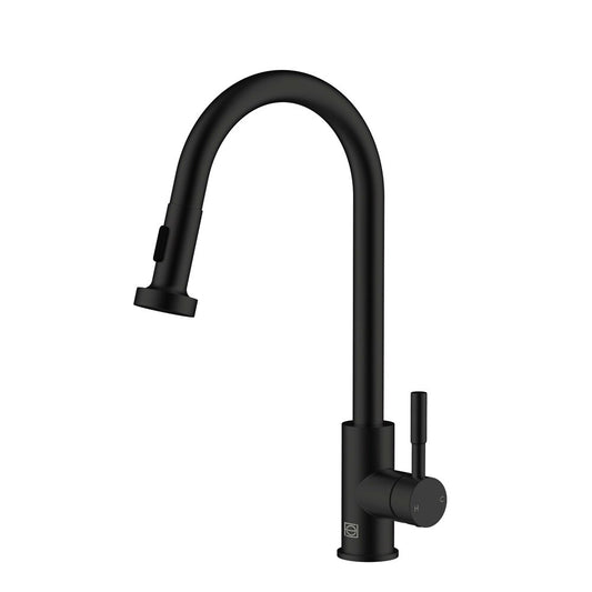 Elegant Furniture & Lighting - Sem Single Handle Pull Down Sprayer Kitchen Faucet in Matte Black - FAK-309MBK veiw 1