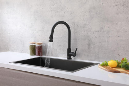 Elegant Furniture & Lighting - Sem Single Handle Pull Down Sprayer Kitchen Faucet in Matte Black - FAK-309MBK veiw 2