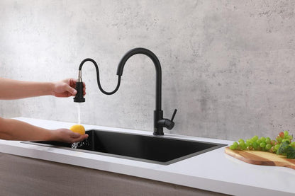 Elegant Furniture & Lighting - Sem Single Handle Pull Down Sprayer Kitchen Faucet in Matte Black - FAK-309MBK veiw 5