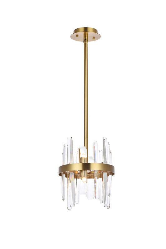 Elegant Furniture & Lighting - Serena 10 inch crystal round pendant in satin gold - 2200D10SG veiw 1