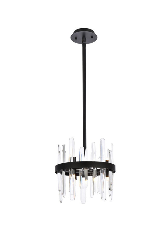 Elegant Furniture & Lighting - Serena 12 inch crystal round pendant in black - 2200D12BK veiw 1