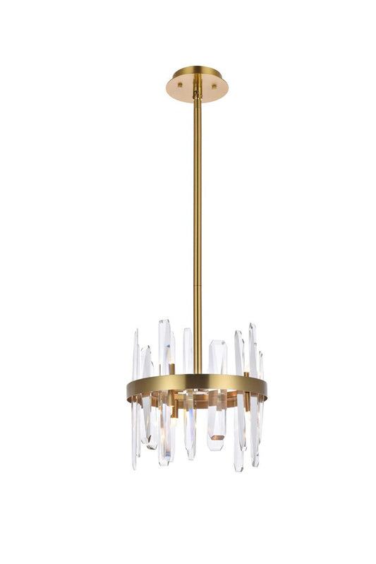 Elegant Furniture & Lighting - Serena 12 inch crystal round pendant in satin gold - 2200D12SG veiw 1