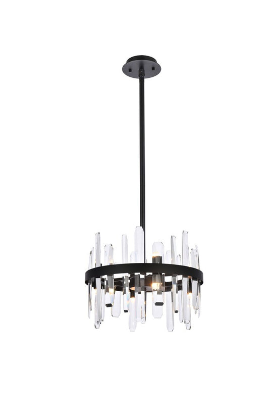 Elegant Furniture & Lighting - Serena 16 inch crystal round pendant in black - 2200D16BK veiw 1
