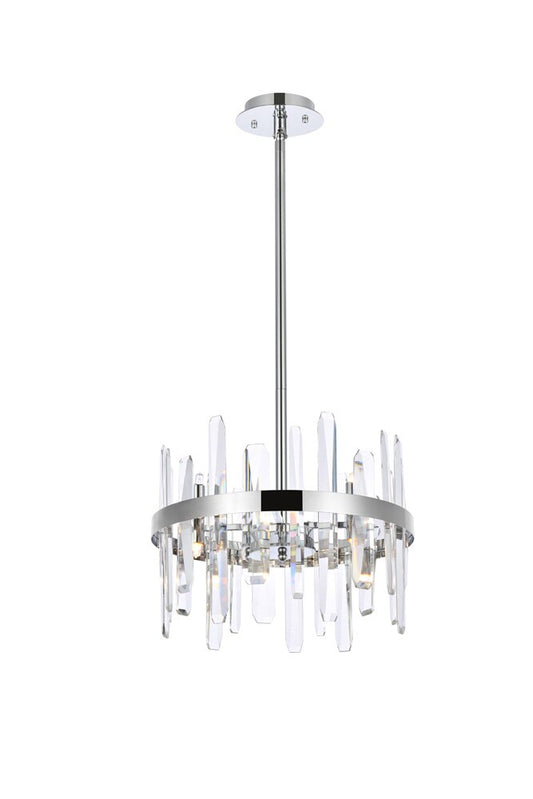 Elegant Furniture & Lighting - Serena 16 inch crystal round pendant in chrome - 2200D16C veiw 1