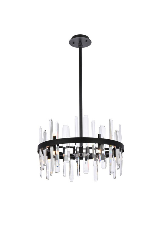 Elegant Furniture & Lighting - Serena 20 inch crystal round pendant in black - 2200D20BK veiw 1