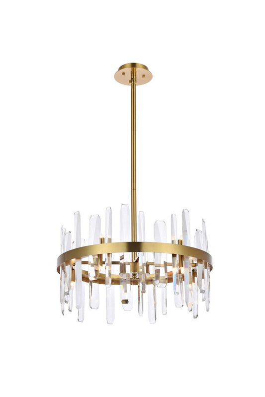 Elegant Furniture & Lighting - Serena 20 inch crystal round pendant in satin gold - 2200D20SG veiw 1