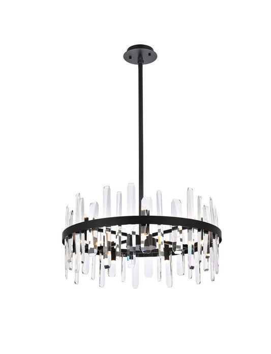 Elegant Furniture & Lighting - Serena 25 inch crystal round pendant in black - 2200D25BK veiw 1