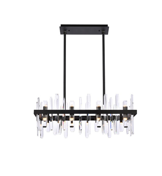 Elegant Furniture & Lighting - Serena 30 inch crystal rectangle chandelier in black - 2200G30BK veiw 1