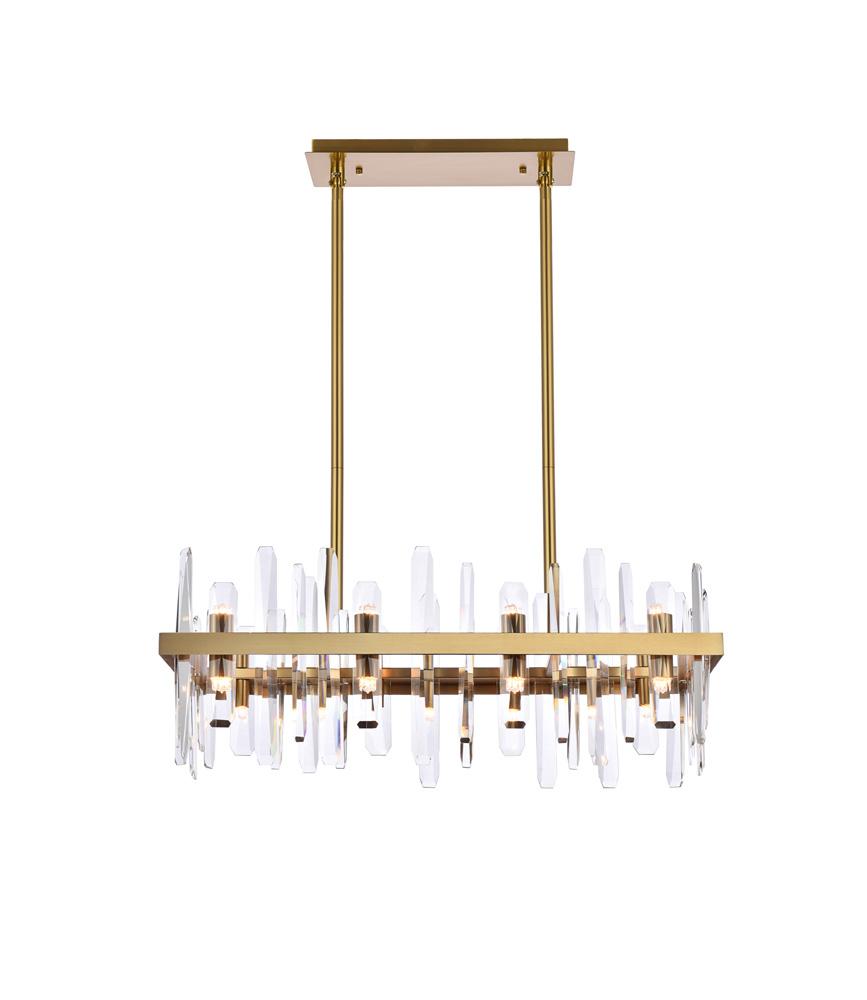 Elegant Furniture & Lighting - Serena 30 inch crystal rectangle chandelier in satin gold - 2200G30SG veiw 1