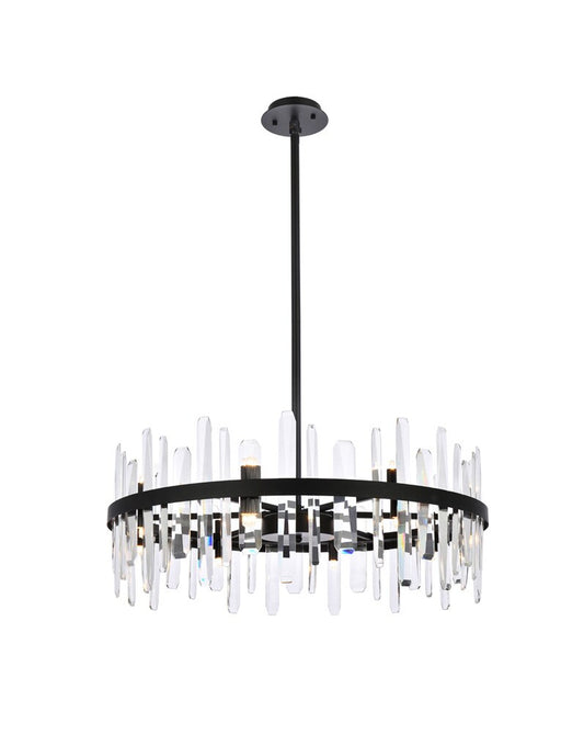 Elegant Furniture & Lighting - Serena 32 inch crystal round chandelier in black - 2200D32BK veiw 1