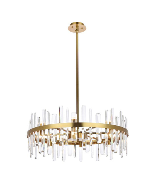 Elegant Furniture & Lighting - Serena 32 inch crystal round chandelier in satin gold - 2200D32SG veiw 1