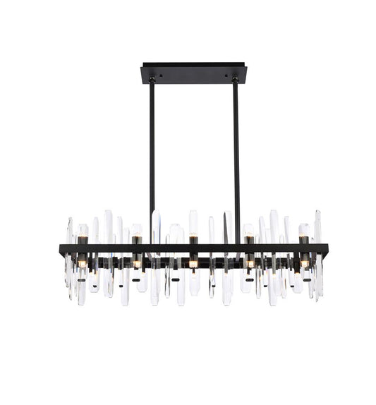 Elegant Furniture & Lighting - Serena 36 inch crystal rectangle chandelier in black - 2200G36BK veiw 1
