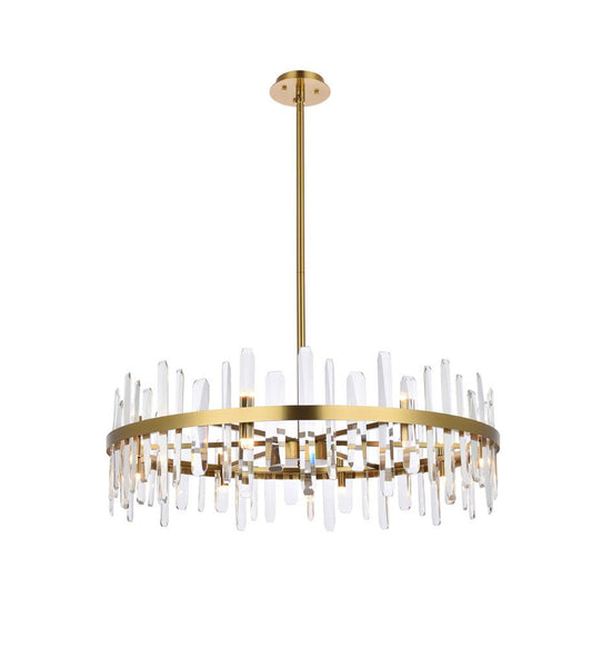 Elegant Furniture & Lighting - Serena 36 inch crystal round chandelier in satin gold - 2200D36SG veiw 1