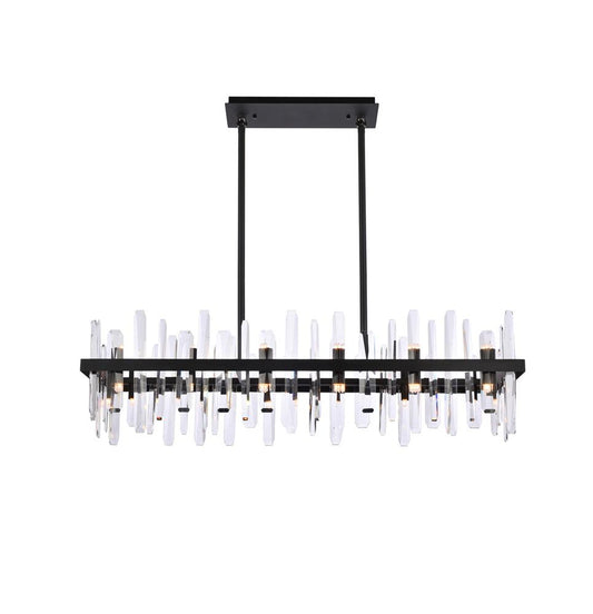 Elegant Furniture & Lighting - Serena 42 inch crystal rectangle chandelier in black - 2200G42BK veiw 1