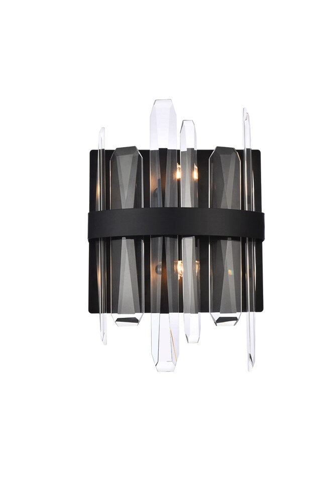 Elegant Furniture & Lighting - Serena 8 inch crystal bath sconce in black - 2200W8BK veiw 1