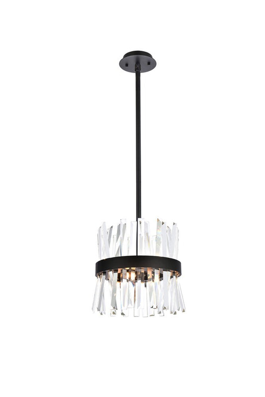 Elegant Furniture & Lighting - Serephina 12 inch crystal round pendant light in black - 6200D12BK veiw 1