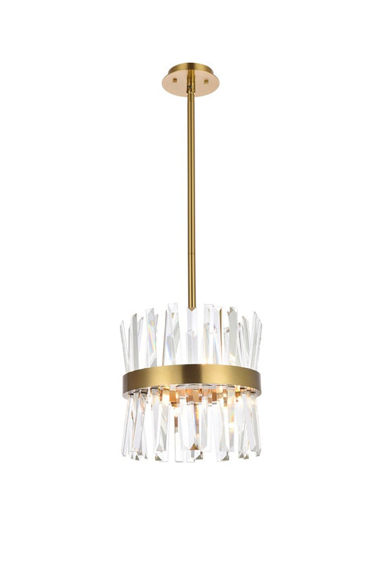 Elegant Furniture & Lighting - Serephina 12 inch crystal round pendant light in satin gold - 6200D12SG veiw 1