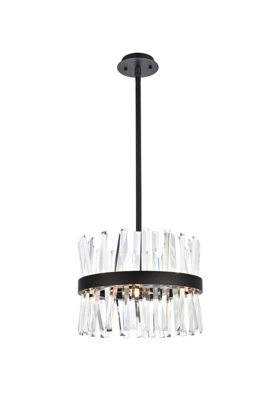Elegant Furniture & Lighting - Serephina 16 inch crystal round pendant light in black - 6200D16BK veiw 1