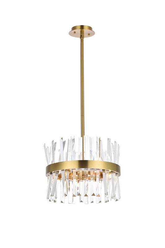 Elegant Furniture & Lighting - Serephina 16 inch crystal round pendant light in satin gold - 6200D16SG veiw 1