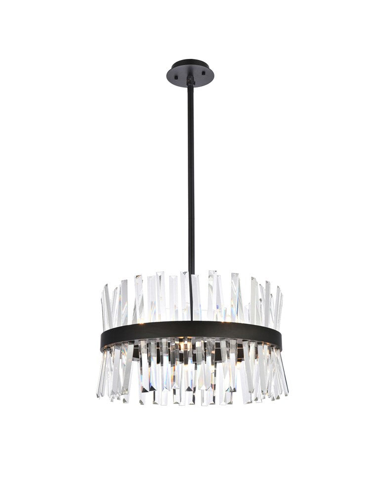 Elegant Furniture & Lighting - Serephina 20 inch crystal round pendant light in black - 6200D20BK veiw 1