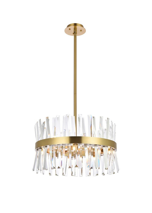 Elegant Furniture & Lighting - Serephina 20 inch crystal round pendant light in satin gold - 6200D20SG veiw 1