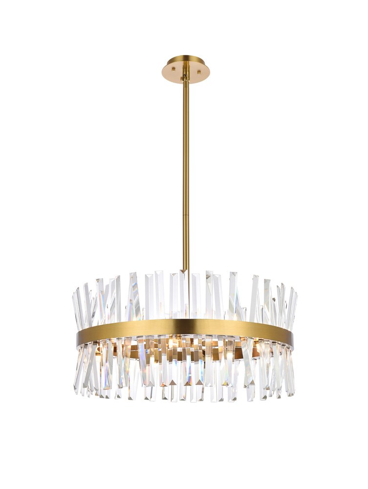 Elegant Furniture & Lighting - Serephina 25 inch crystal round pendant light in satin gold - 6200D25SG veiw 1
