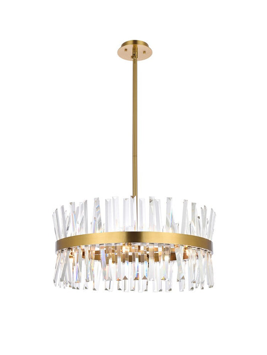 Elegant Furniture & Lighting - Serephina 25 inch crystal round pendant light in satin gold - 6200D25SG veiw 1