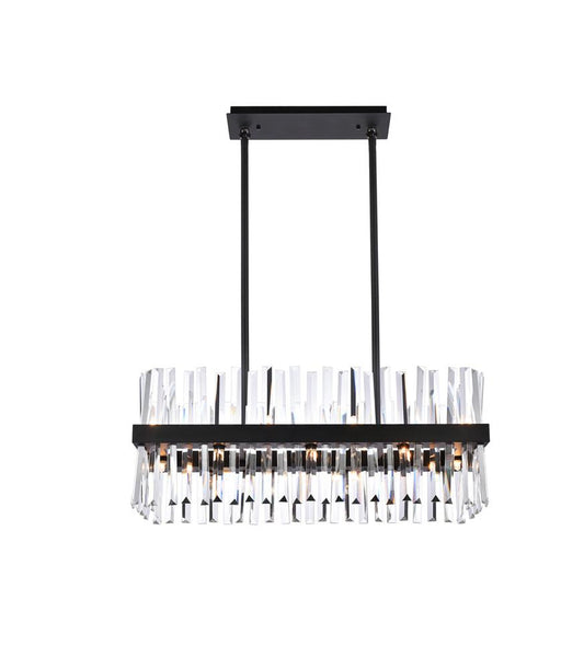 Elegant Furniture & Lighting - Serephina 30 inch crystal rectangle chandelier light in black - 6200G30BK veiw 1