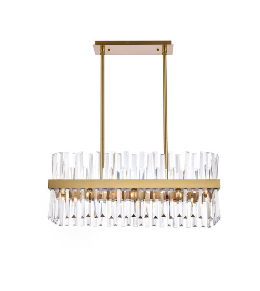 Elegant Furniture & Lighting - Serephina 30 inch crystal rectangle chandelier light in satin gold - 6200G30SG veiw 1