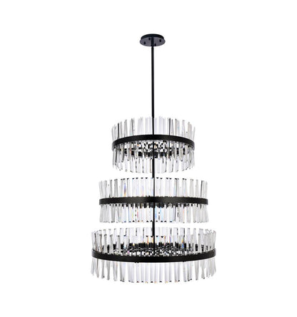 Elegant Furniture & Lighting - Serephina 36 inch 3 tiers crystal round chandelier light in black - 6200G36L3BK veiw 1