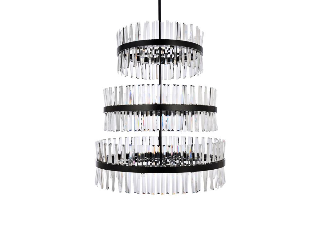 Elegant Furniture & Lighting - Serephina 36 inch 3 tiers crystal round chandelier light in black - 6200G36L3BK veiw 3