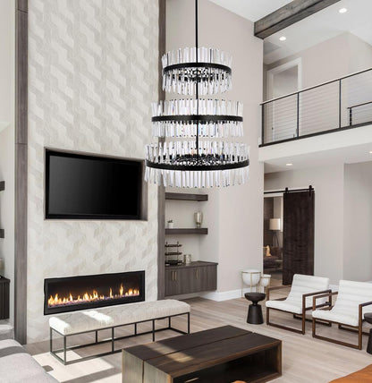 Elegant Furniture & Lighting - Serephina 36 inch 3 tiers crystal round chandelier light in black - 6200G36L3BK veiw 8