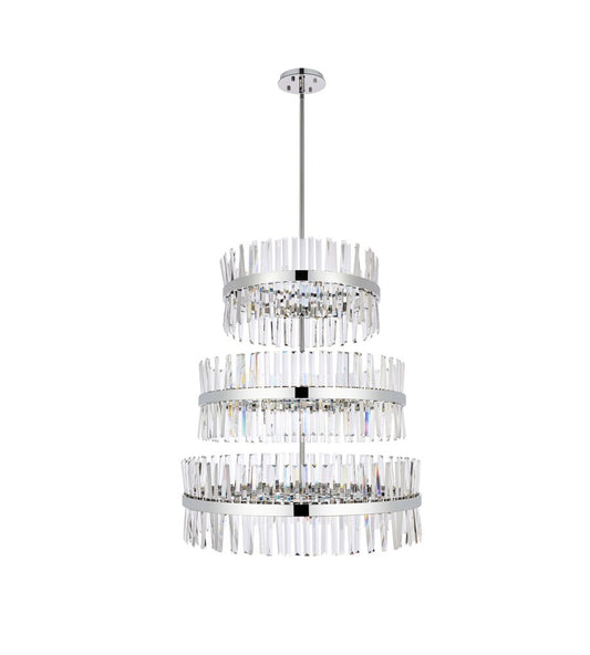 Elegant Furniture & Lighting - Serephina 36 inch 3 tiers crystal round chandelier light in chrome - 6200G36L3C veiw 1